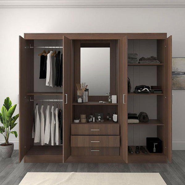 Elegant Wardrobe with White and Brown Dresser By Alhome - ALHOME