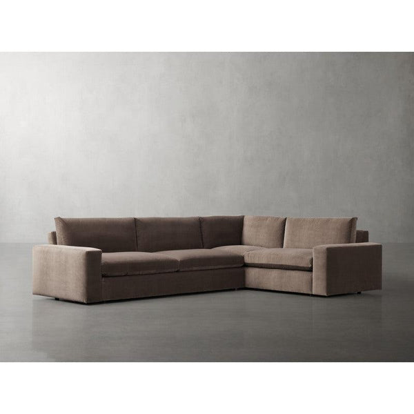 Modern Velvet Corner Sofa - Brown - 340x160x85x85 cm - By Alhome - ALHOME