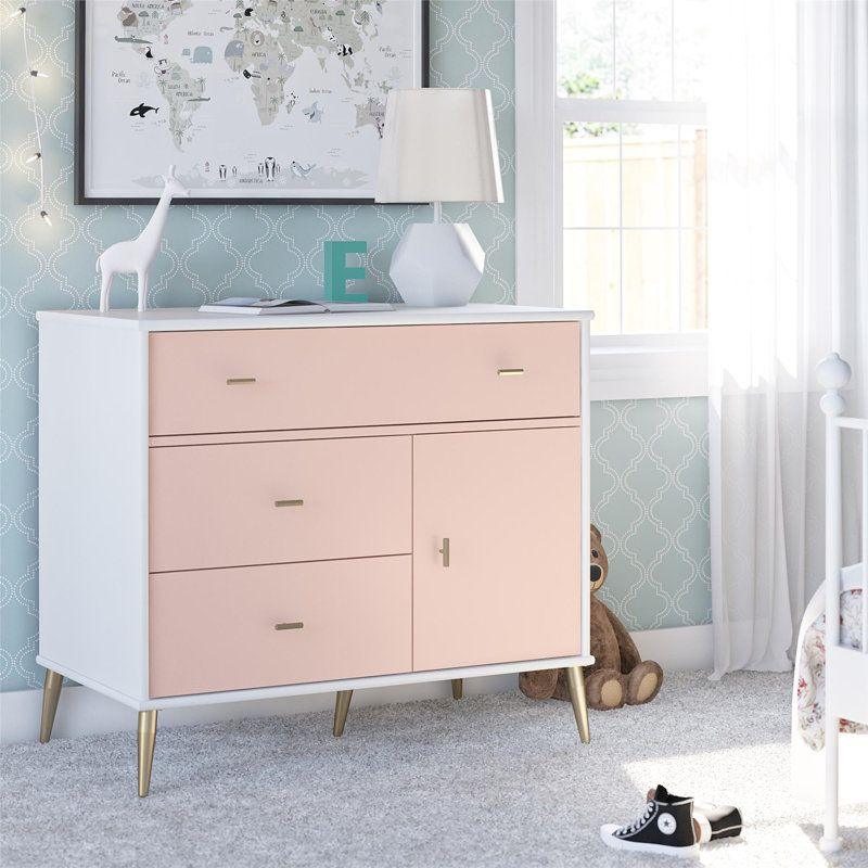 Kids Dresser: 89x40x79 Wood, Pink by Alhome - ALHOME