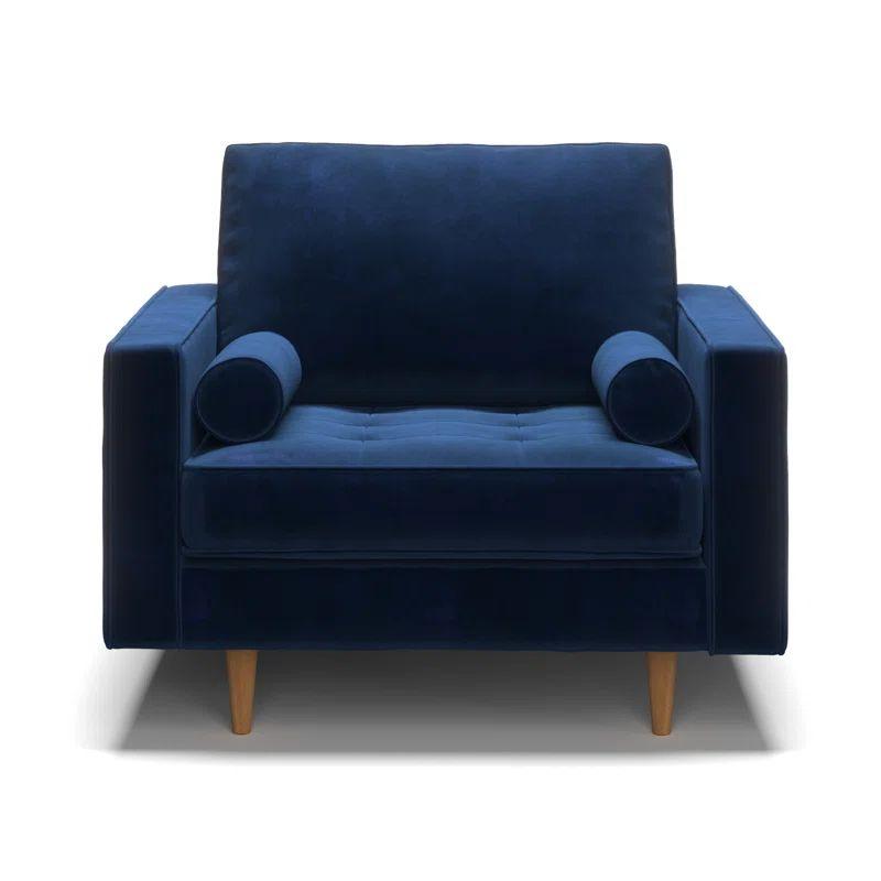 Deep Blue Velvet Chair Swedish Wood By Alhome - ALHOME