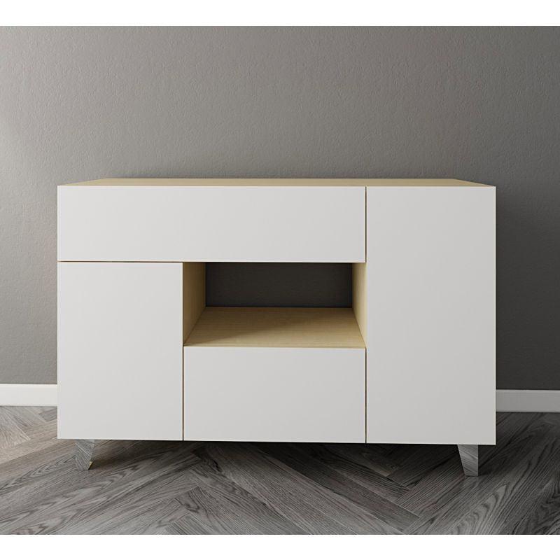 Coffee Corner with Two Doors and Two Drawers (Beige and White) By Alhome - ALHOME