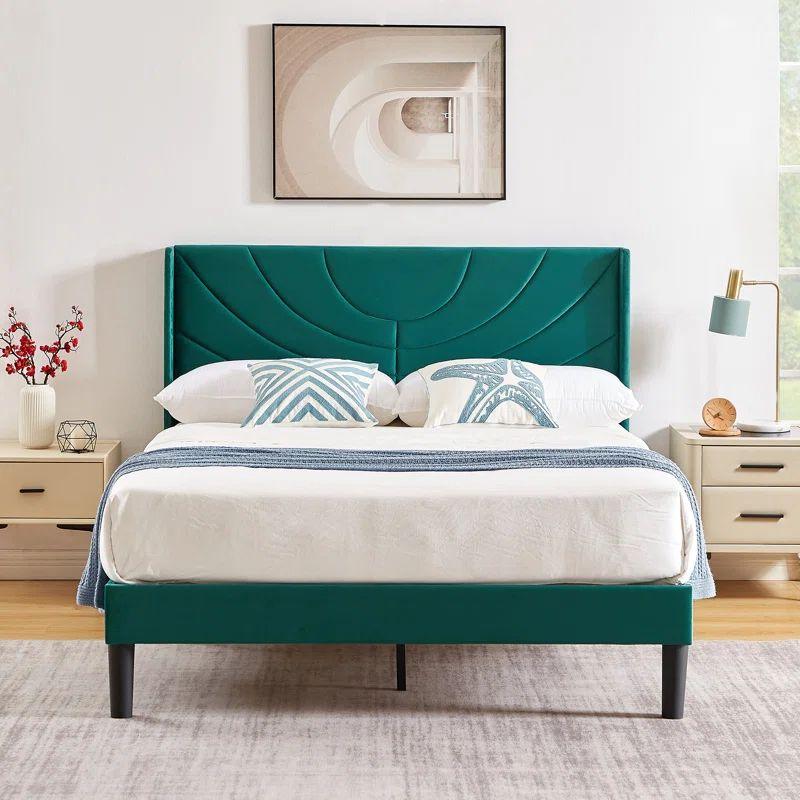 Swedish Wood Velvet Green Super King Bed By Alhome - 110112271 - ALHOME