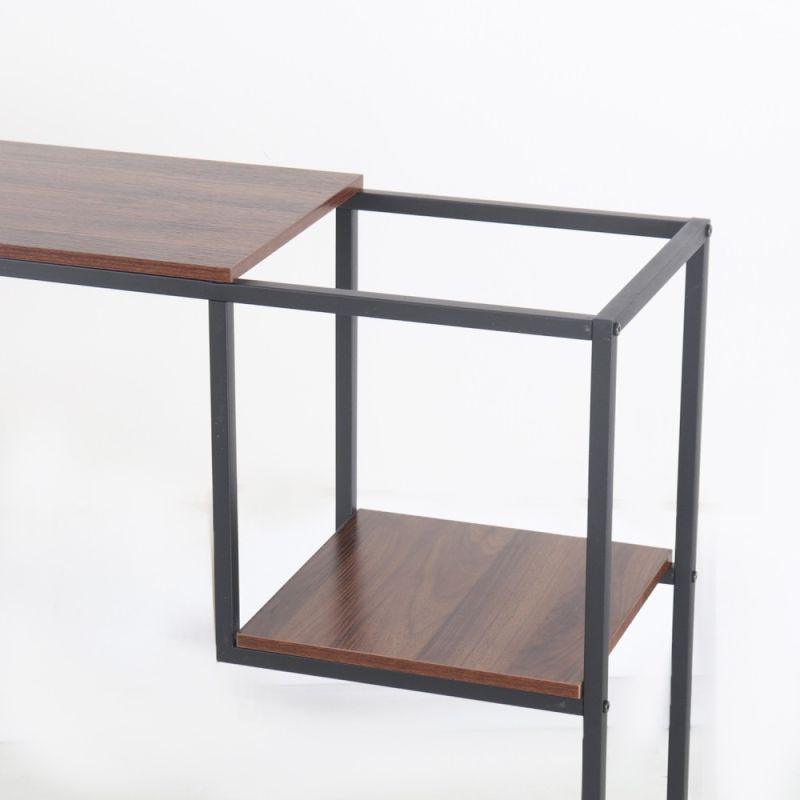 Metal Console With 2 Wooden Surfaces - Brown By Alhome - ALHOME