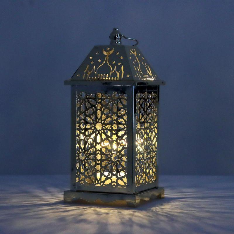 Steel Square Ramadan Lantern With Led Lighting - Gold - 27X12X12 Cm - By Family Ship - 600007816 - ALHOME