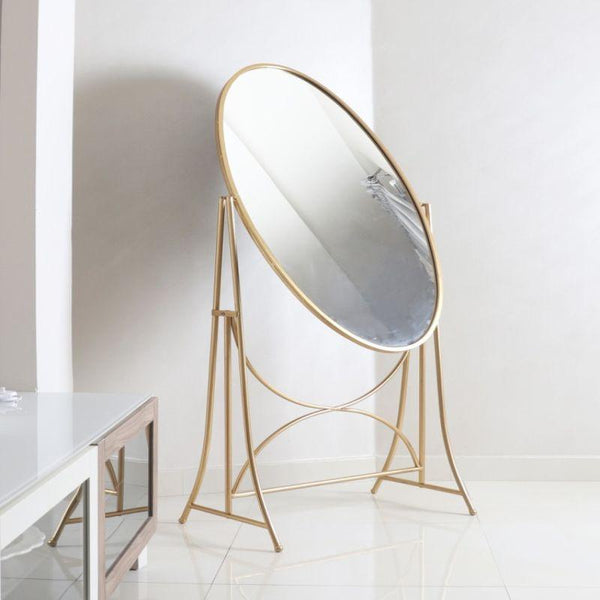 Mirrors With Iron Stands - Mobile - Metal + Glass - Gold - 110111946 - By Alhome - ALHOME