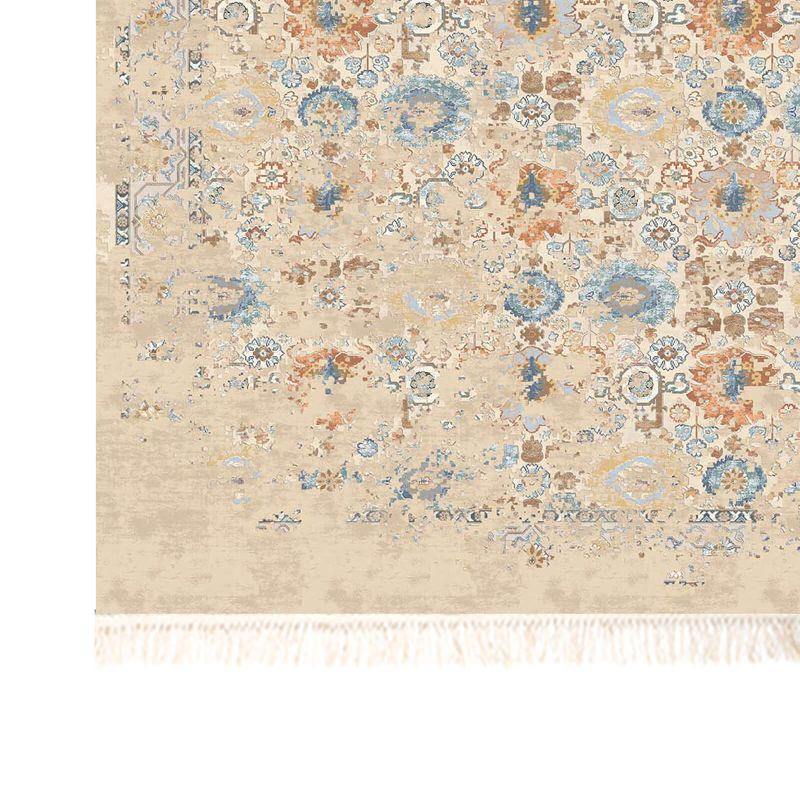 Velvet Turkish Rectangular Decorative Carpet - Beige and Blue - By In House - ALHOME