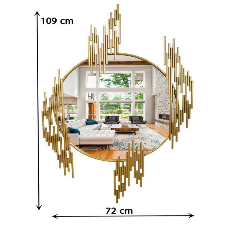 Modern circular wall mirror with iron frame - gold - 72x109x2.5 cm - By Family Ship - ALHOME