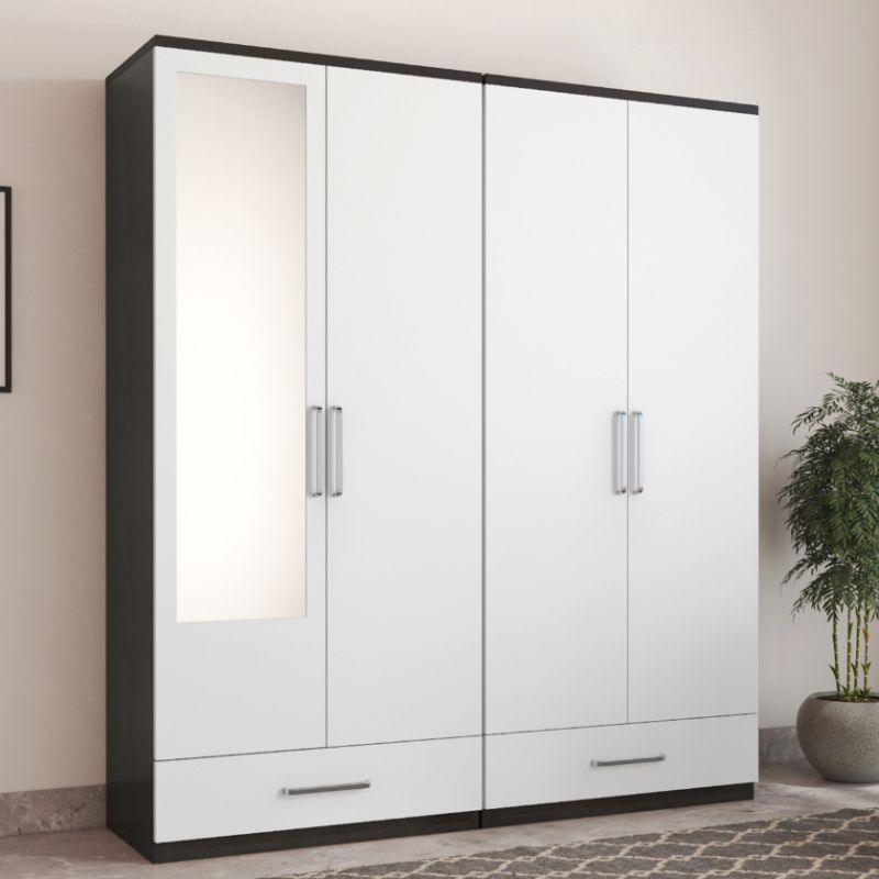 Wardrobe with 4 Doors and 2 Drawers, White By Alhome - ALHOME