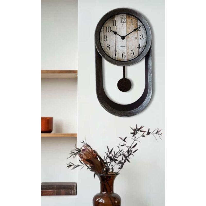 Battery Operated Circular Pendulum Wall Clock - Multi Color - 20x38x6 cm - By Family Ship - ALHOME