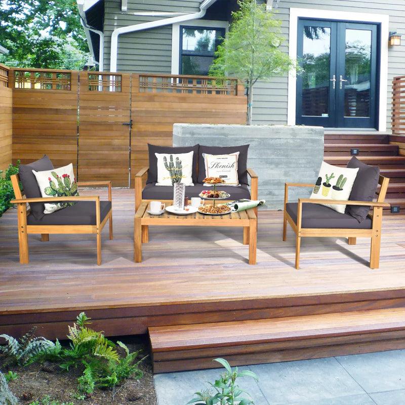 VerandaVibe 4-Piece Grey Outdoor Seating Set By Alhome - Zrafh.com - Your Destination for Baby & Mother Needs in Saudi Arabia