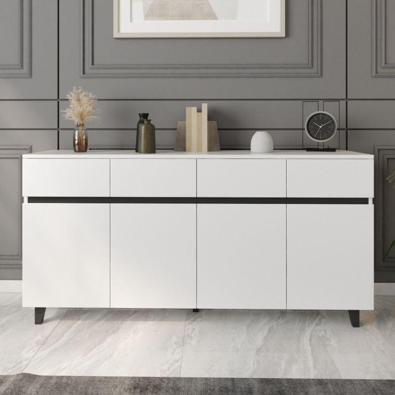 White Console with 4 Doors and 4 Drawers By Alhome - ALHOME