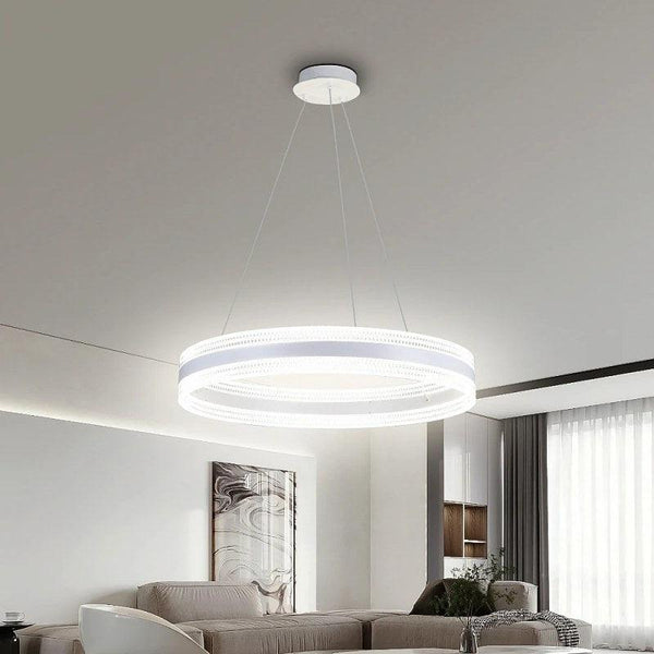 Modern White Chandelier For Multi-Colored Ceiling Lighting (Solar + Yellow + White) - Diameter 60 Cm By Alhome - ALHOME