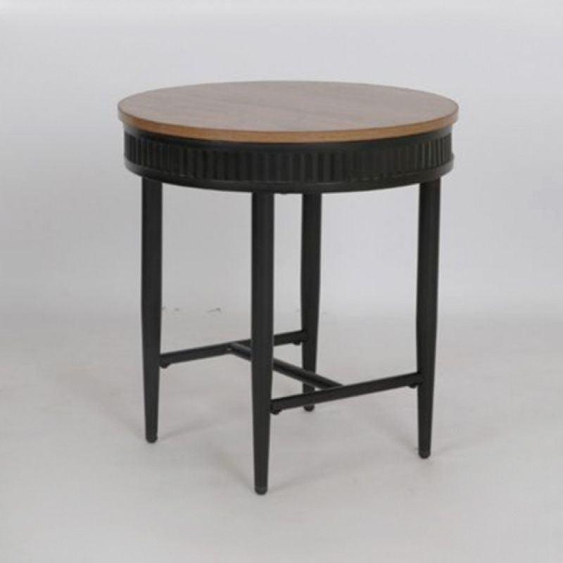 Wooden Table With Metal Edges And Iron Bases In Black By Alhome - 110112020 - ALHOME