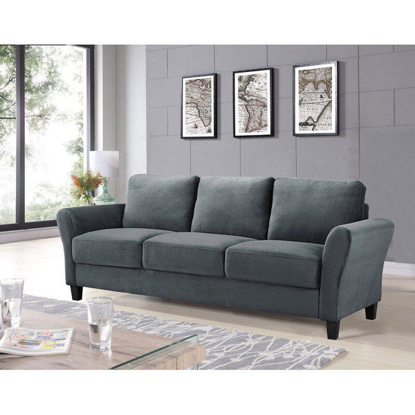 Modern Velvet 3 Seater Sofa - Grey - 240x85x85 cm - By Alhome - ALHOME