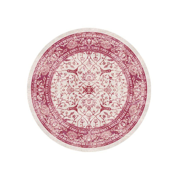 Velvet Turkish Round Decorative Carpet - Red - By In House - ALHOME