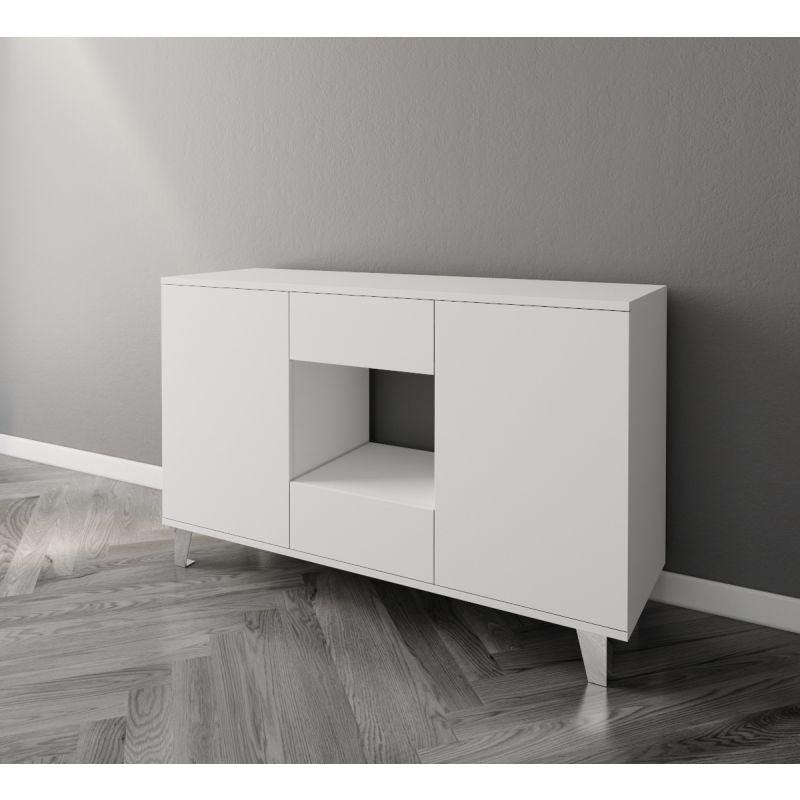 White Coffee Corner with Two Doors and Two Sliding Drawers By Alhome - ALHOME