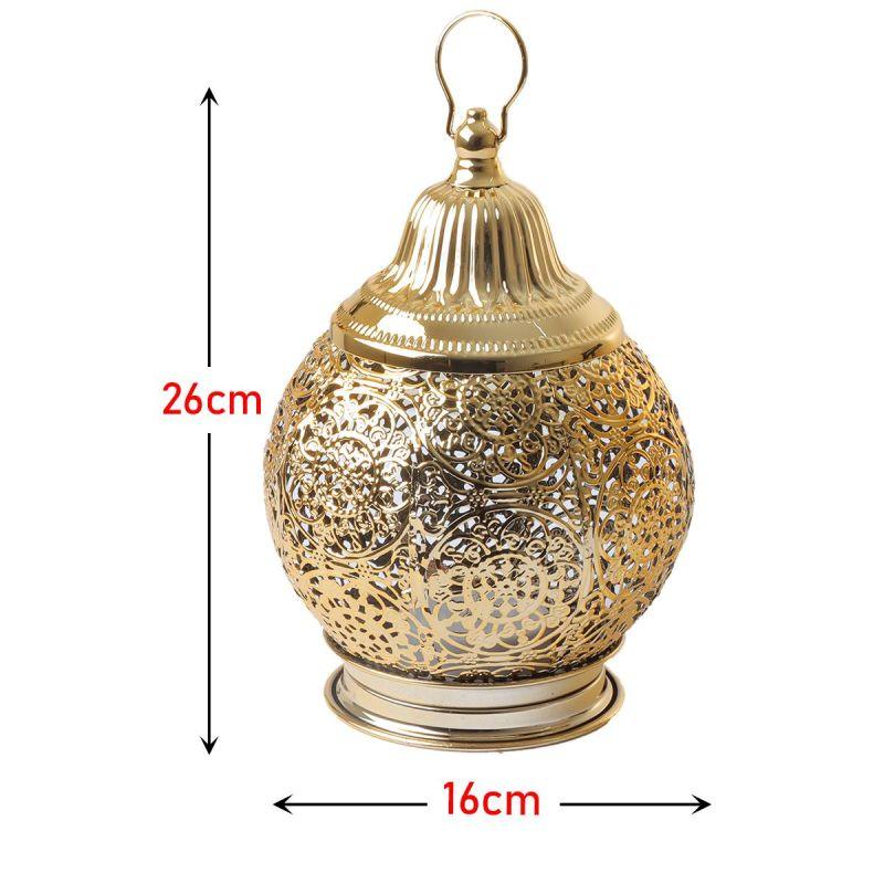 Steel Ramadan Lantern With Led Light With Sound - Gold - 26X16X16 Cm - By Family Ship - ALHOME