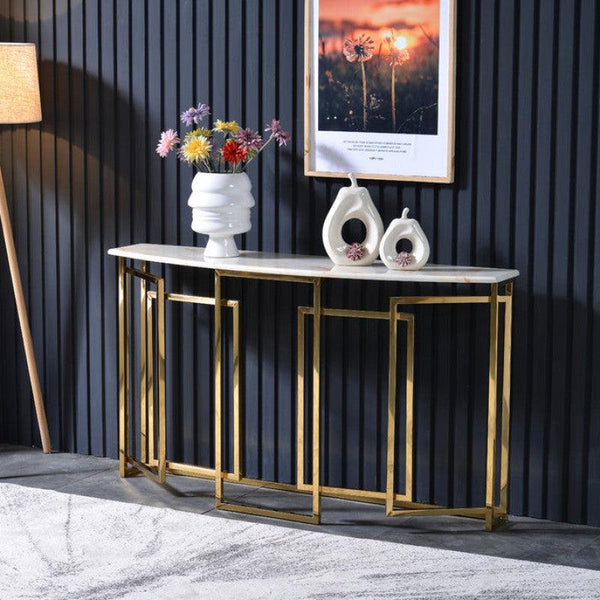 Sleek Iron and Marble Console Table By Alhome - 110110468 - ALHOME