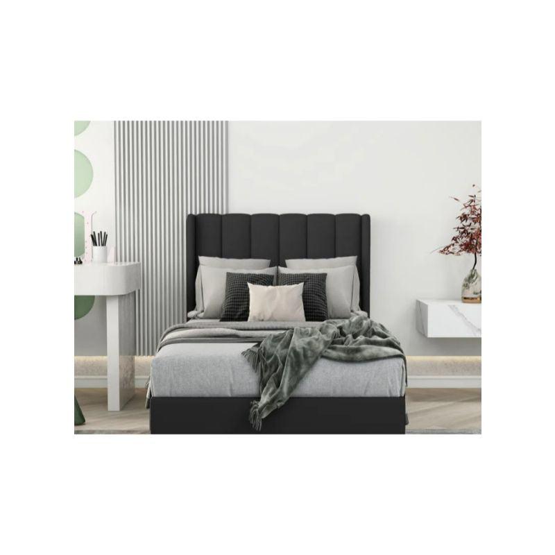 Black Linen Single Bed Size 120x200 By Alhome - 110110057 - ALHOME