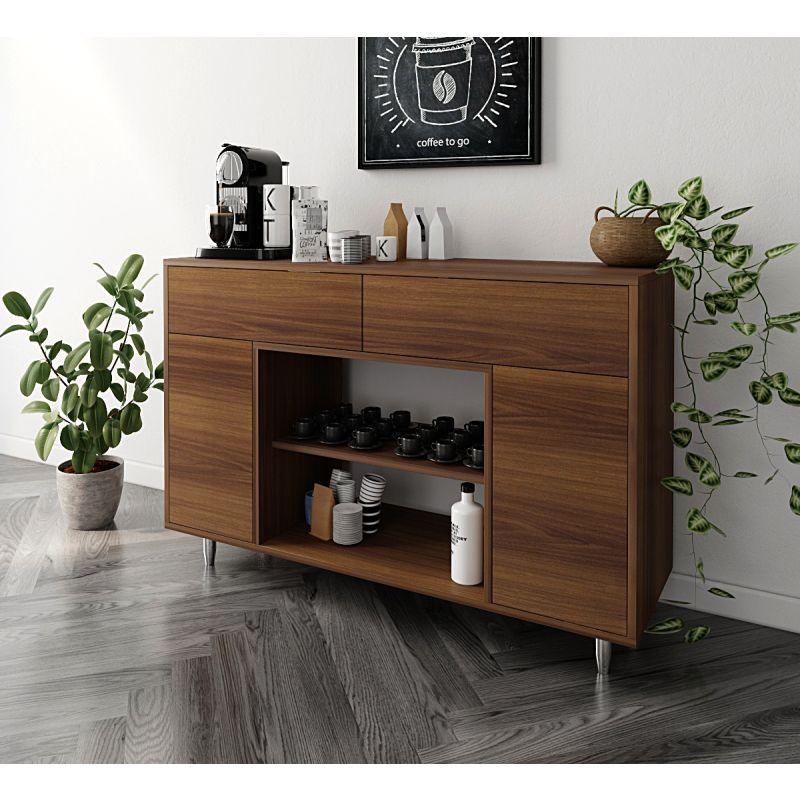 Brown Coffee Corner with Shelves and Drawers By Alhome - ALHOME