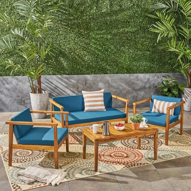 Solstice 4-Piece Blue Outdoor Seating Set By Alhome - Zrafh.com - Your Destination for Baby & Mother Needs in Saudi Arabia