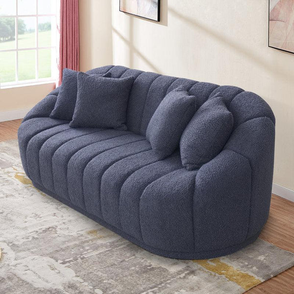 Indigo Allure: 3-Seater Boucl√© Sofa in Rich Blue By Alhome - ALHOME