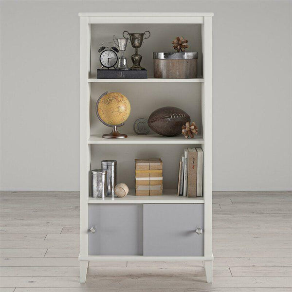 Kids Bookcase: 69x32x137 Wood, White and Grey by Alhome - ALHOME