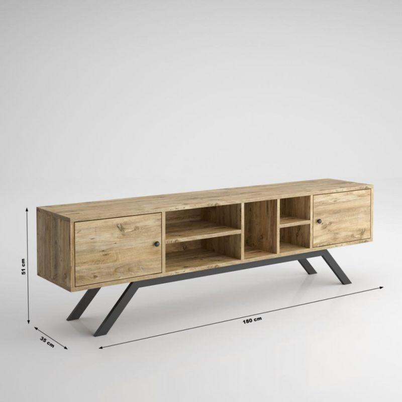 Plasma Table Made Of Wood And Iron Legs - Wooden And Black By Alhome - 110112118 - ALHOME