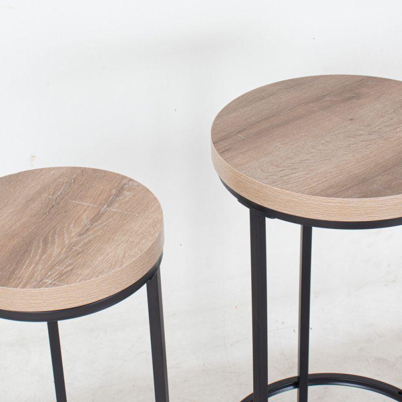 Set of Service Tables With Iron Bases And Wooden Tops By Alhome - ALHOME