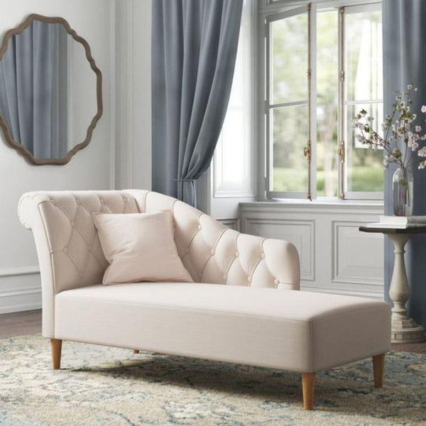 Beige Chanel Chaise Longue Swedish Wood By Alhome - ALHOME