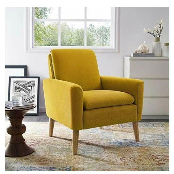 Lemon Yellow Linen Chair Swedish Wood By Alhome - ALHOME