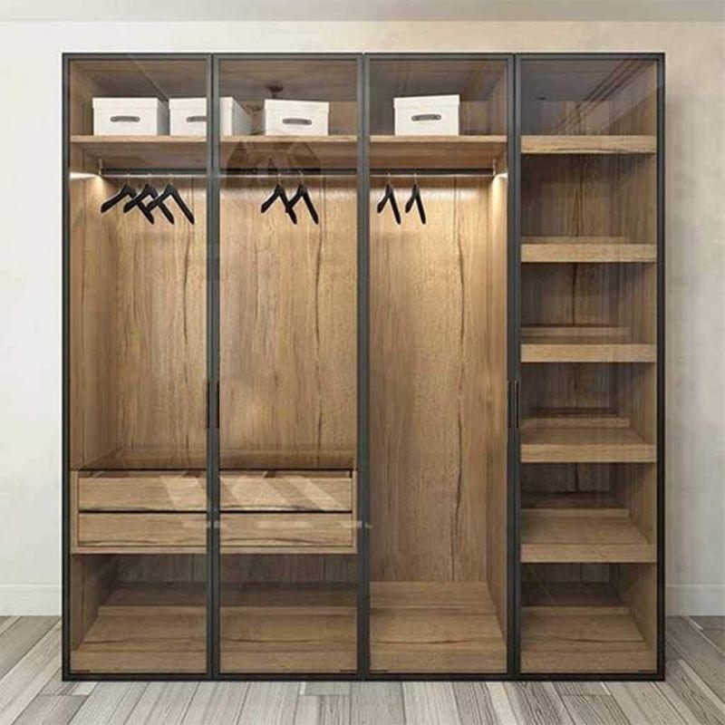 Brown Wardrobe For A Stylish Storage Solution - 220x210x45 cm - by Alhome - ALHOME