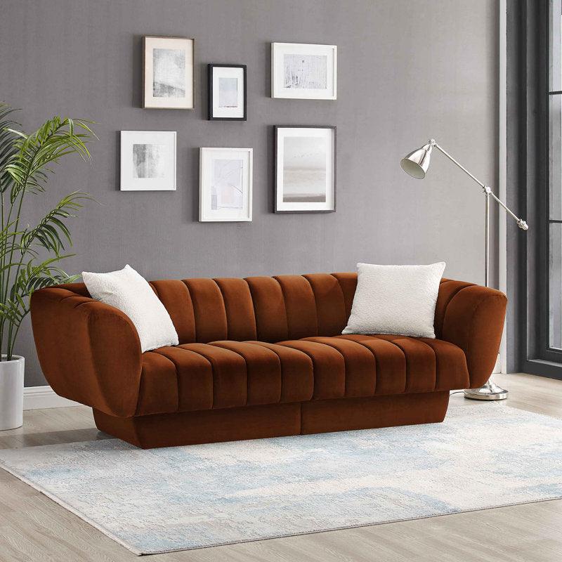 Timeless Luxury: 3-Seater Velvet Sofa in Camel By Alhome - ALHOME