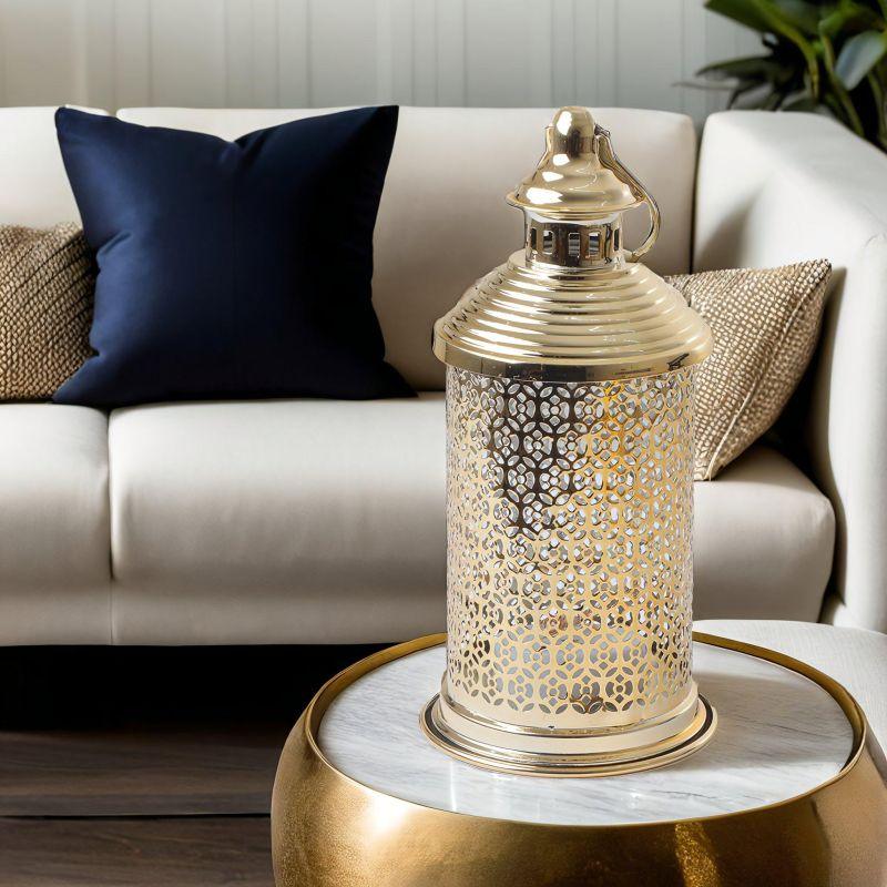 Round Steel Ramadan Lantern With Led Lighting - Gold - 26X12X12 Cm - By Family Ship - 600007812 - ALHOME