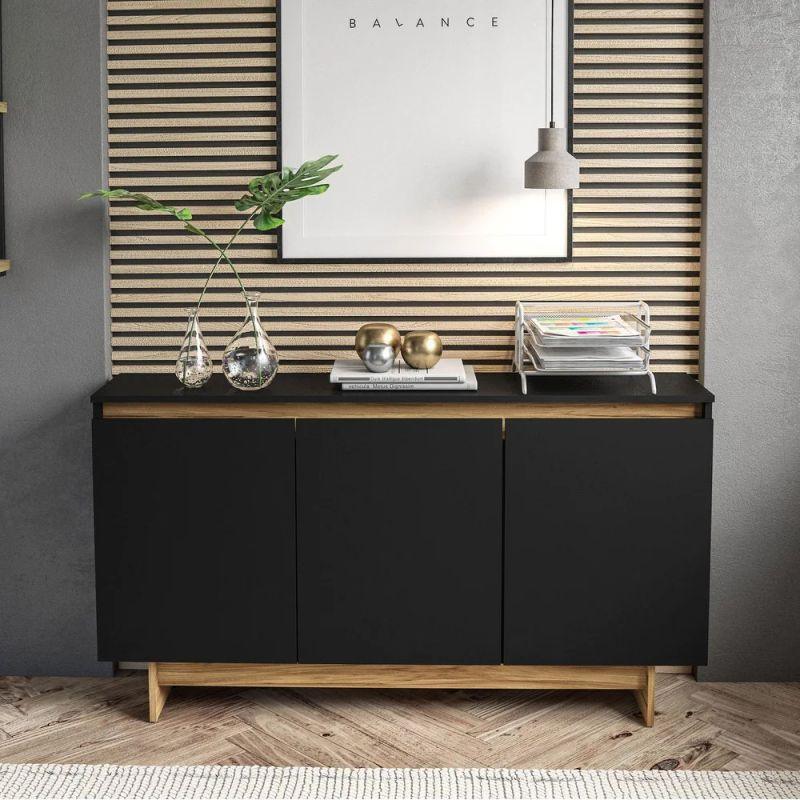 Black Console with Brown Base By Alhome - ALHOME