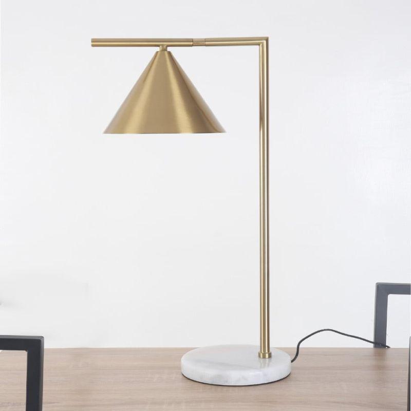 Modern Luxury Lampshade - Metal - Metal + Gold Marble - White Marble Base - By Alhome - ALHOME