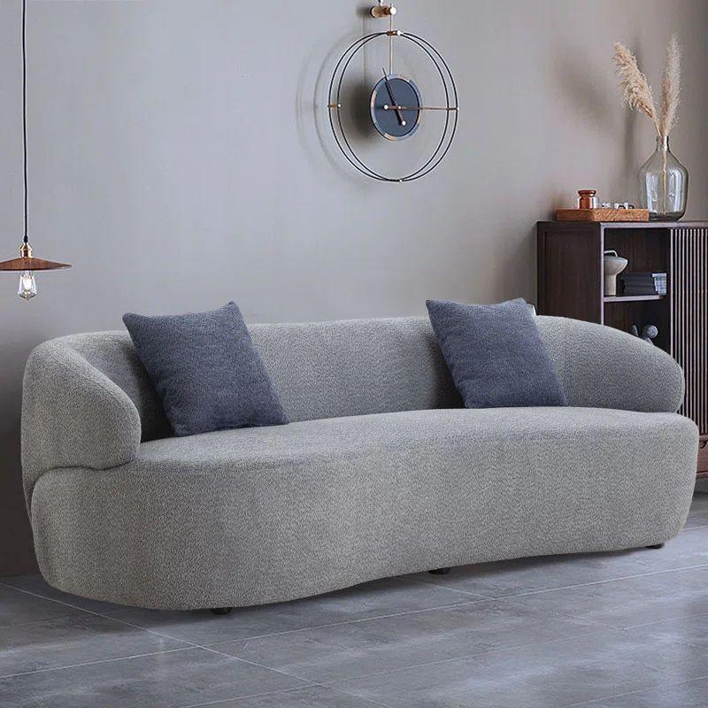 Expansive Gray Boucle 3-Seater Sofa Swedish Wood By Alhome - ALHOME