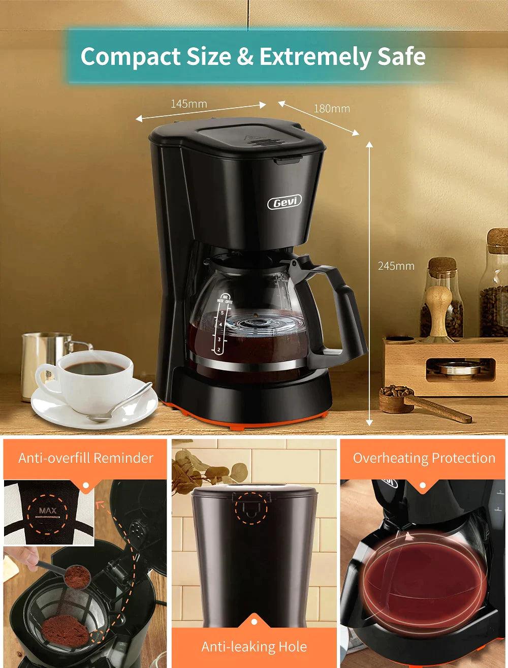 Gevi 5 Cups Small Coffee Maker, Compact Coffee Machine with Reusable Filter, Warming Plate and Coffee Pot for Home and Office - .com - Your Destination for Baby & Mother Needs in Saudi Arabia