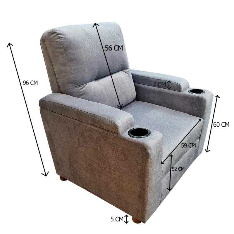 Velvet Classic Cinematic Recliner Chair with Cups Holder - E1 by In House - ALHOME