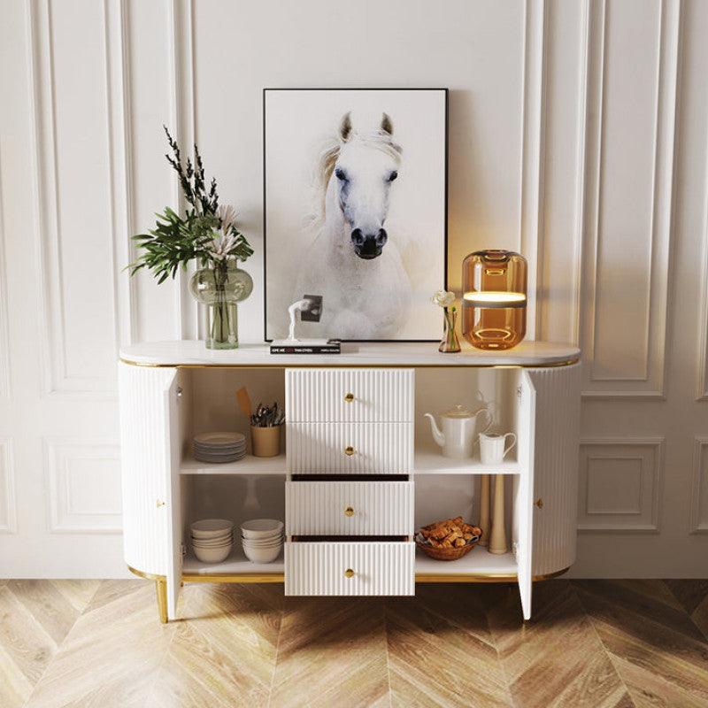 Elegant Wood and Marble Console Table By Alhome - ALHOME