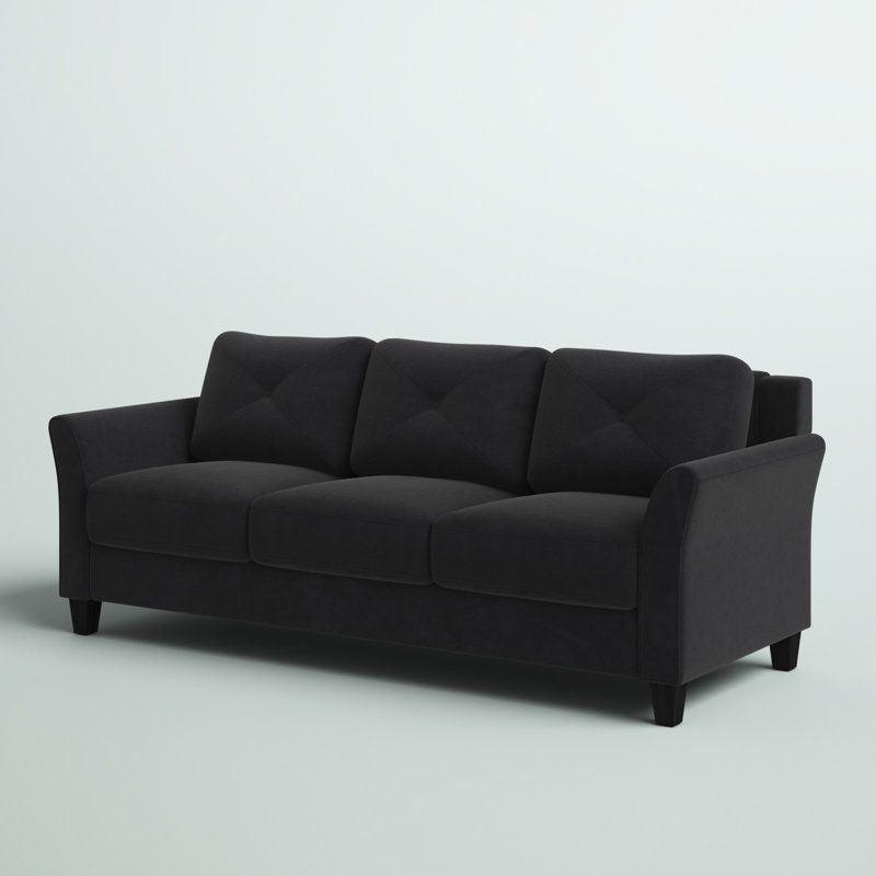 Modern Linen 3 Seater Sofa - Black - 240x85x85 cm - By Alhome - ALHOME