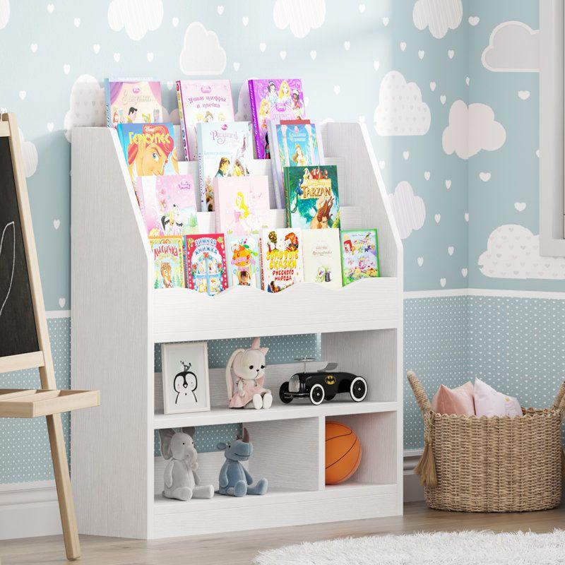 Kids Bookcase: 98x30x98 Wood, White by Alhome - ALHOME