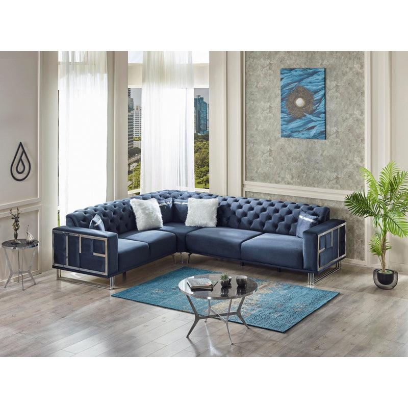 Velvet Indigo L-Shaped Sofa By Alhome - 110111651 - ALHOME