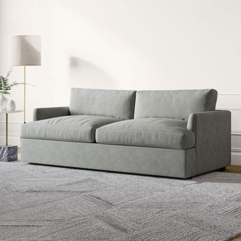 Plush Gray Velvet 3-Seater Sofa Swedish Wood By Alhome - ALHOME