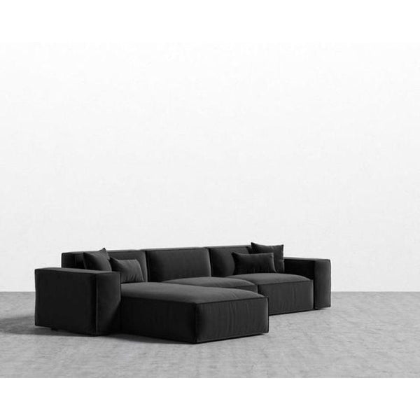 Sleek Black Velvet L-Shaped Sofa - 85x260x170x45 cm - Swedish Wood By Alhome - ALHOME