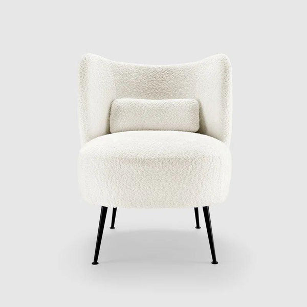 White Boucle Chair Swedish Wood By Alhome - ALHOME