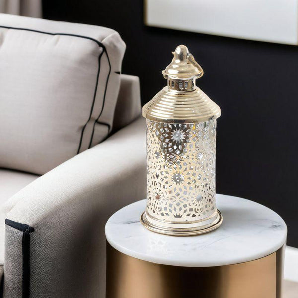 Round Steel Ramadan Lantern With Led Lighting - Gold - 26X12X12 Cm - By Family Ship - 600007809 - ALHOME