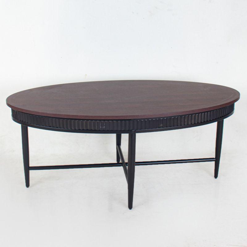 Wooden Oval Center Table With Metal Frame - Dark Wood By Alhome - ALHOME