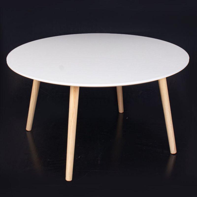 Service Table With A White Wooden Top And Wooden Bases By Alhome - ALHOME