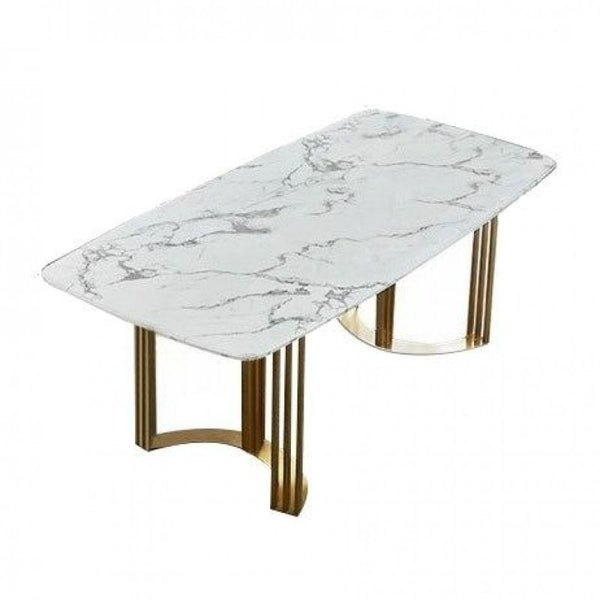 White Marble Dining Table for Chic Gatherings By Alhome - ALHOME